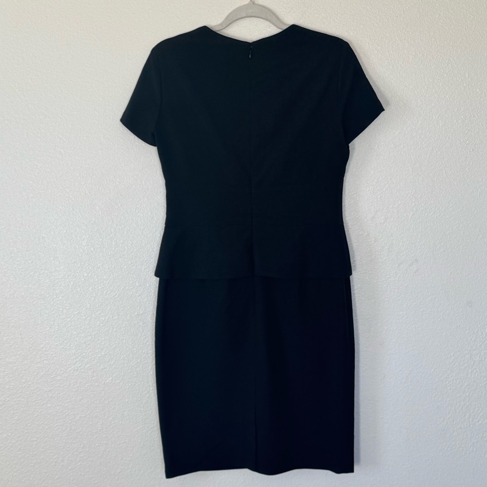 EVAN-PICONE BLACK PEPLUM SHEATH DRESS SHORT SLEEVE SQUARE NECK SIZE 6 - Picture 4 of 10